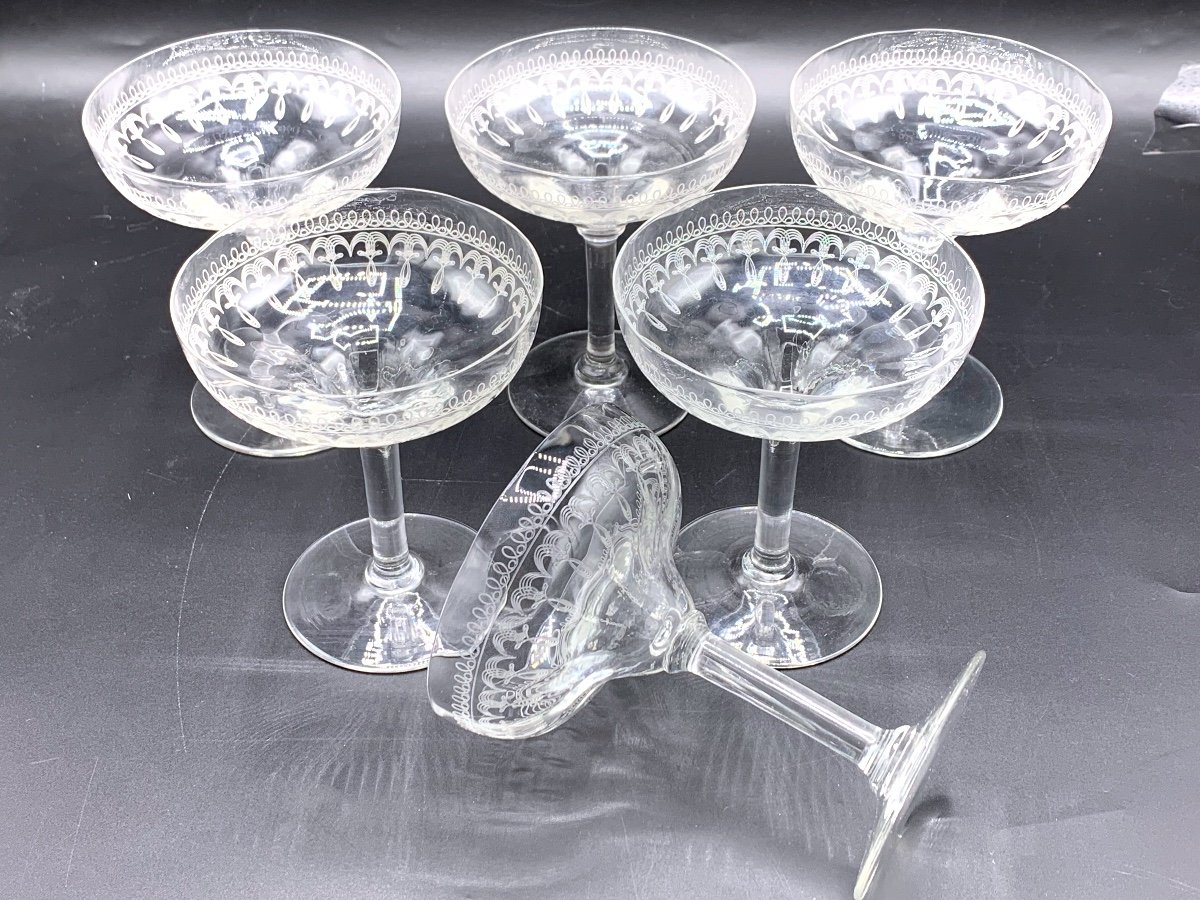 Champenoises In Engraved Crystal, Late 19th -photo-4