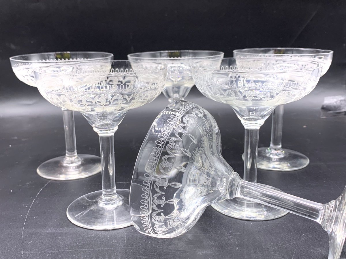 Champenoises In Engraved Crystal, Late 19th -photo-5