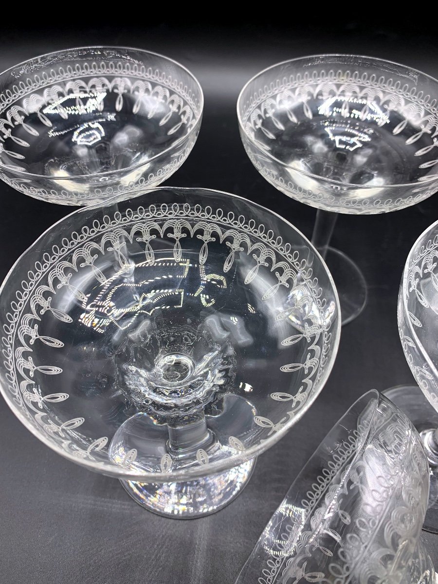 Champenoises In Engraved Crystal, Late 19th -photo-6
