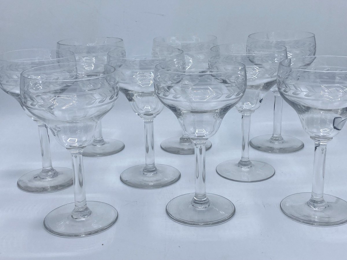 Verres à Eau  En Cristal Gravés ,  20eme -photo-4