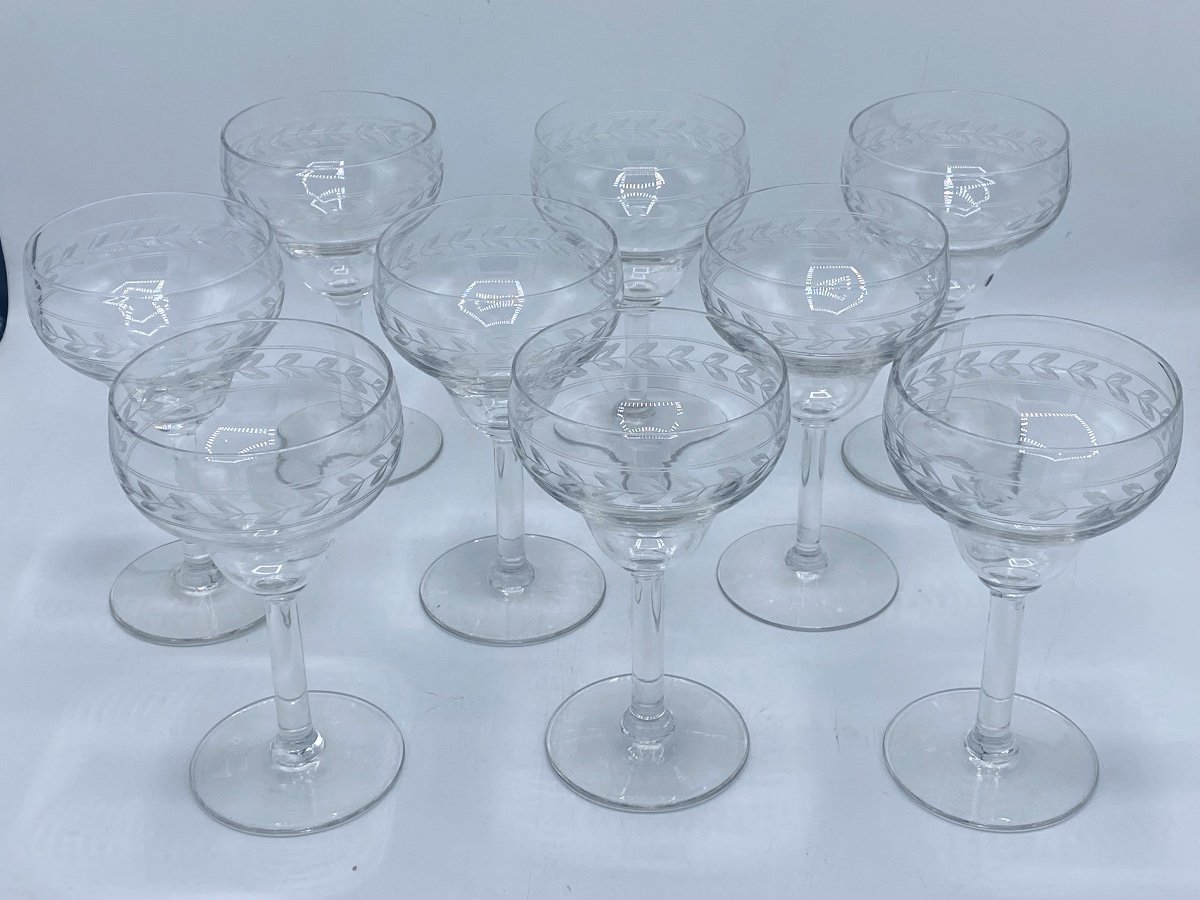 Verres à Eau  En Cristal Gravés ,  20eme 