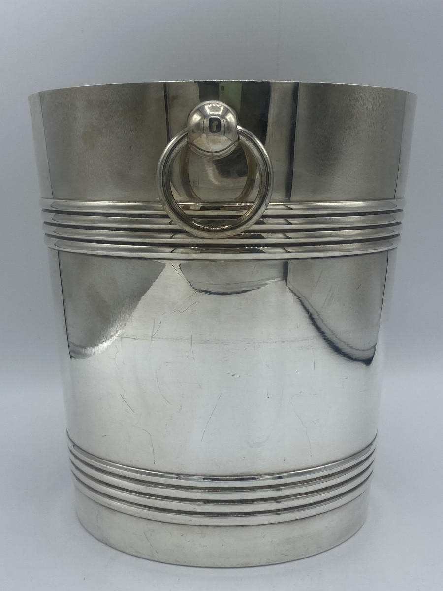 Seau à Champagne  Christofle , Gallia Art Déco , Métal Argenté -photo-4
