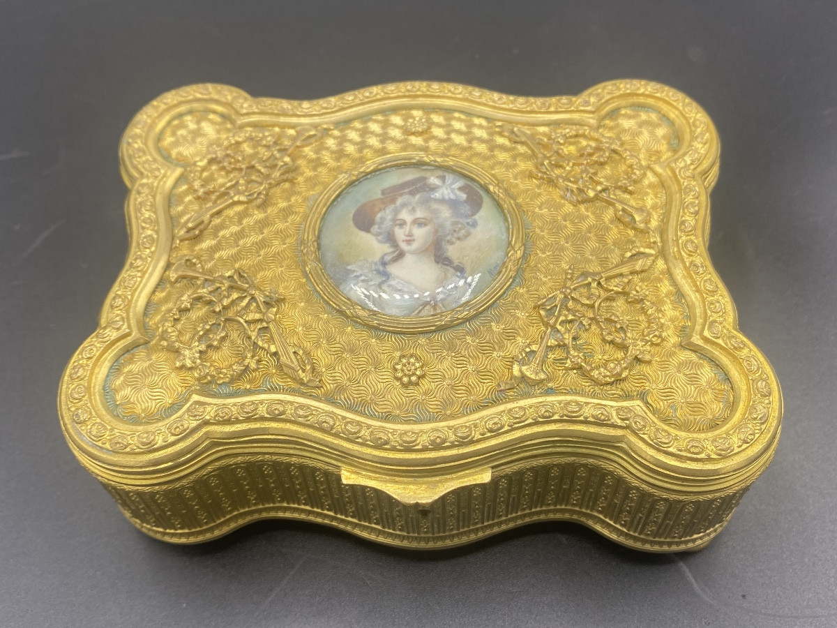 Box, Gilt Bronze Box And Miniature, 19th Century -photo-2