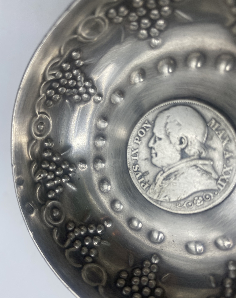 Solid Silver Wine Taster, Minerva, Pope Pius Ix-photo-3