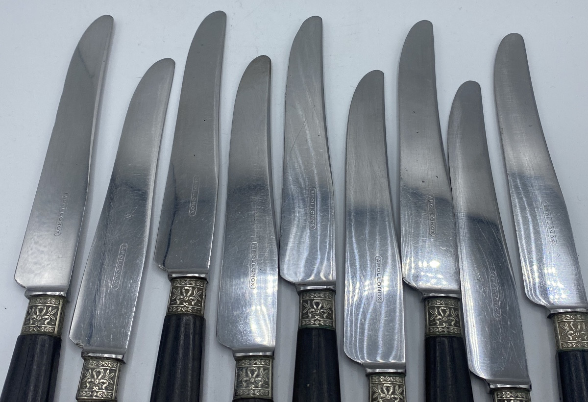 Ebony And Silver Table Knives -photo-1