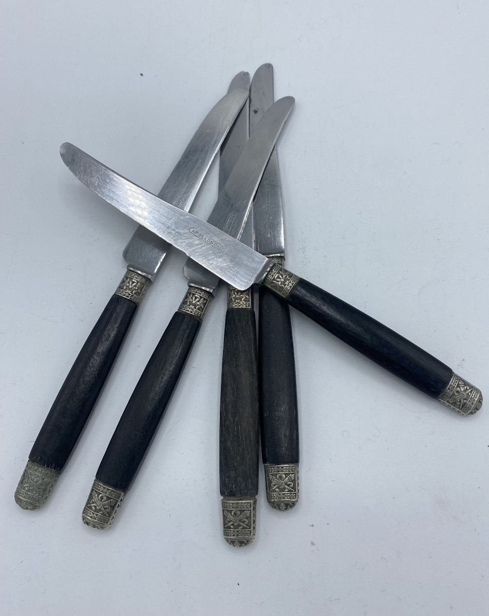 Ebony And Silver Table Knives -photo-6