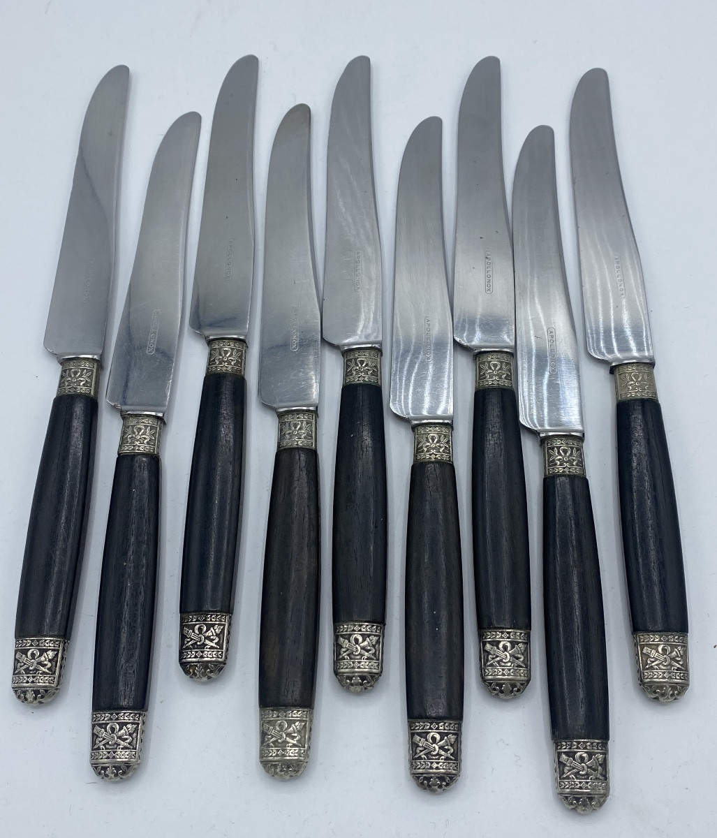 Ebony And Silver Table Knives 