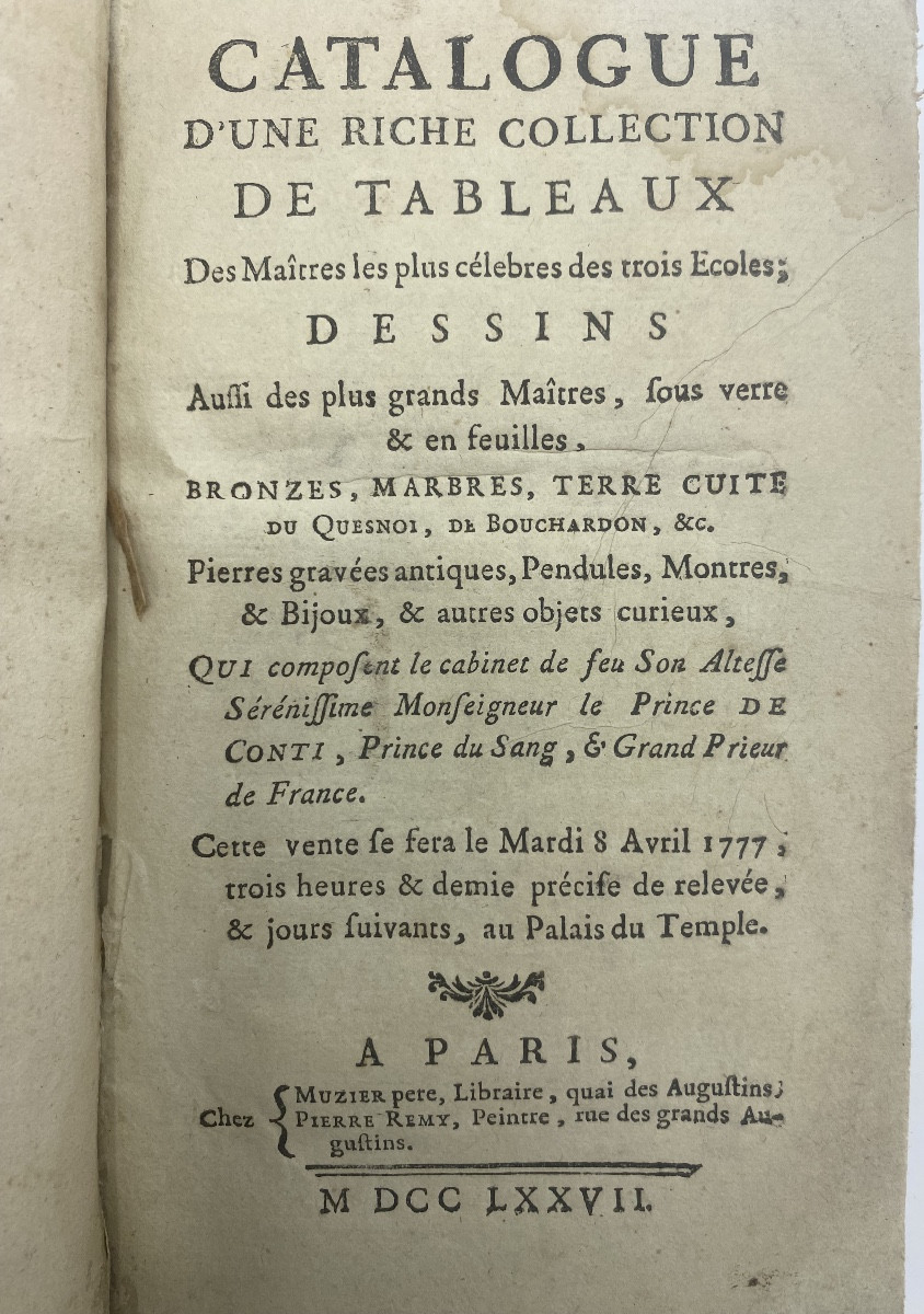 Old Book Catalog Of The Collection Of Monseigneur Prince De Couty -photo-4