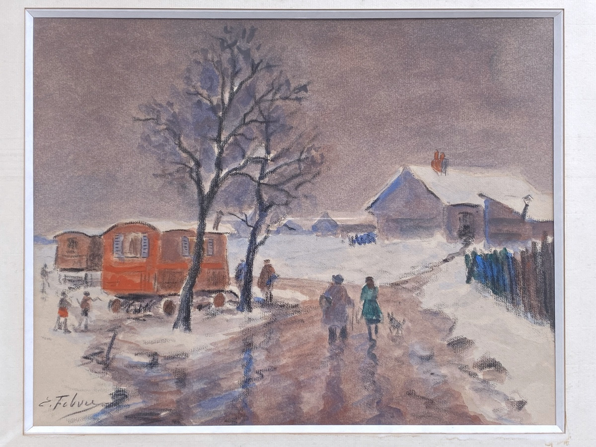 Watercolor Enhanced With Pastel, édouard Febvre, Early 20th Century -photo-2