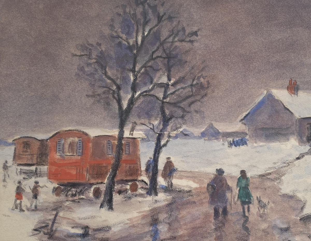 Watercolor Enhanced With Pastel, édouard Febvre, Early 20th Century -photo-3