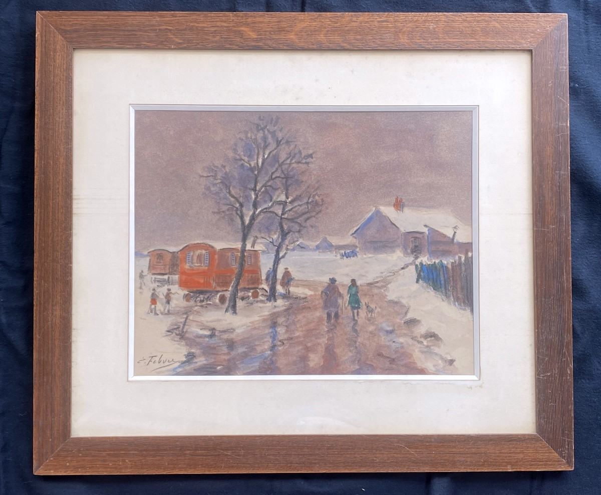 Watercolor Enhanced With Pastel, édouard Febvre, Early 20th Century 
