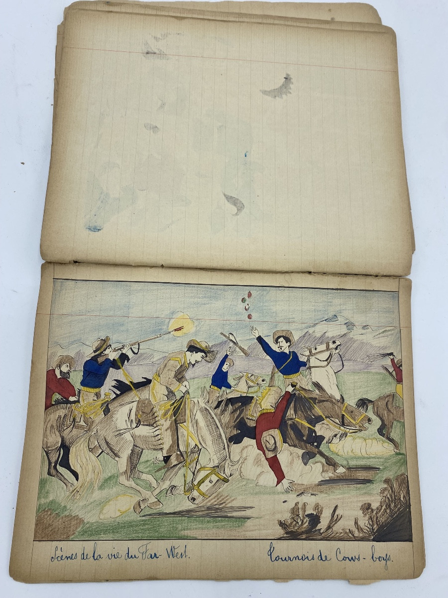 Album ,carnet d’aquarelles  début 20eme , Buffalo Bill-photo-1