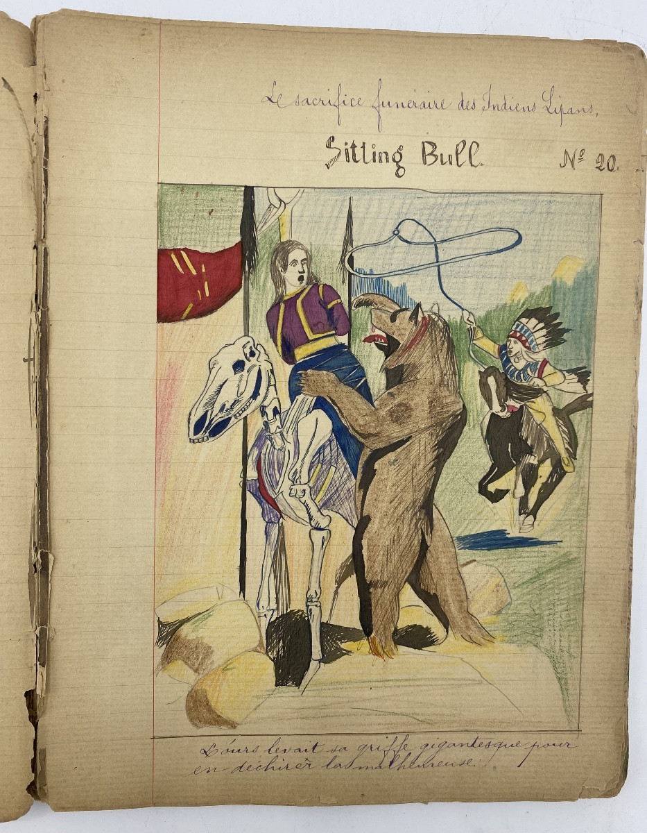 Album ,carnet d’aquarelles  début 20eme , Buffalo Bill-photo-5
