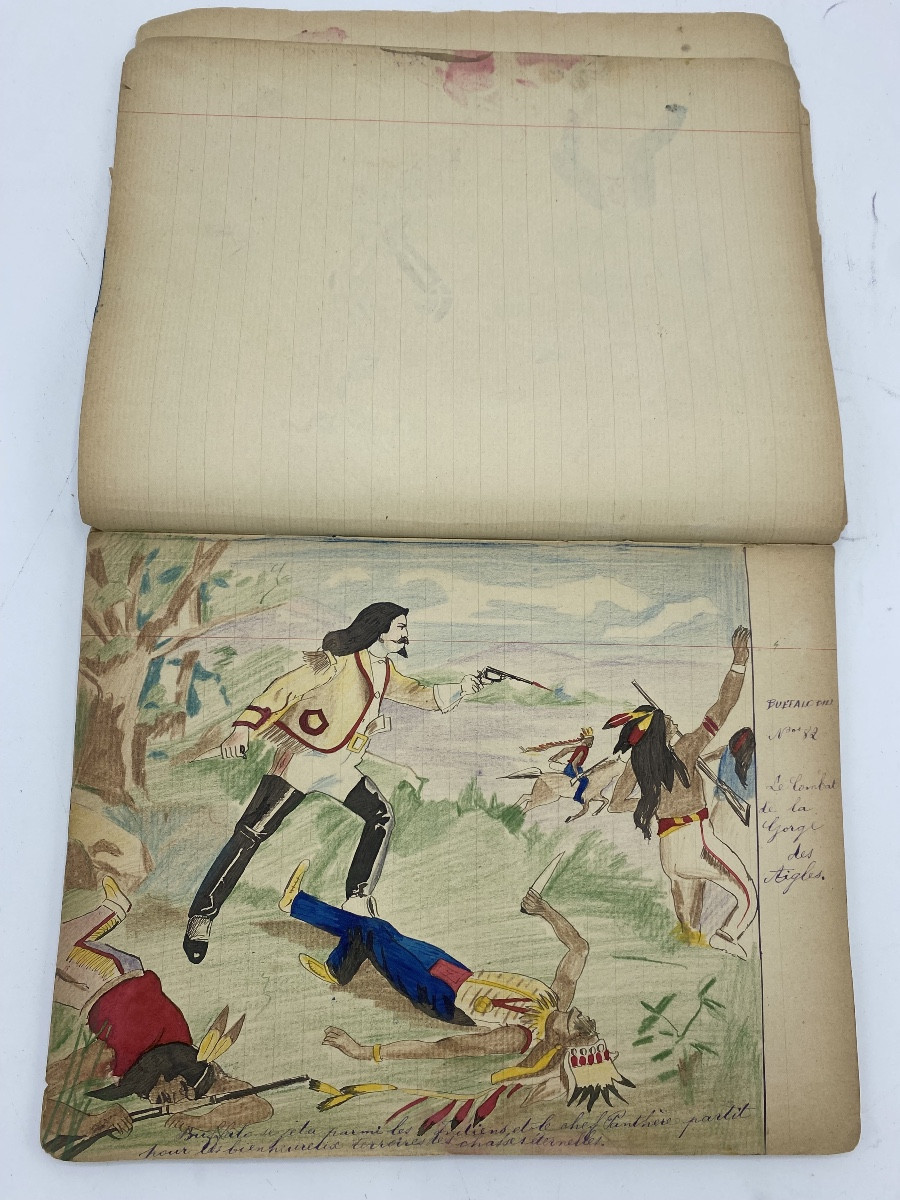 Album ,carnet d’aquarelles  début 20eme , Buffalo Bill-photo-6