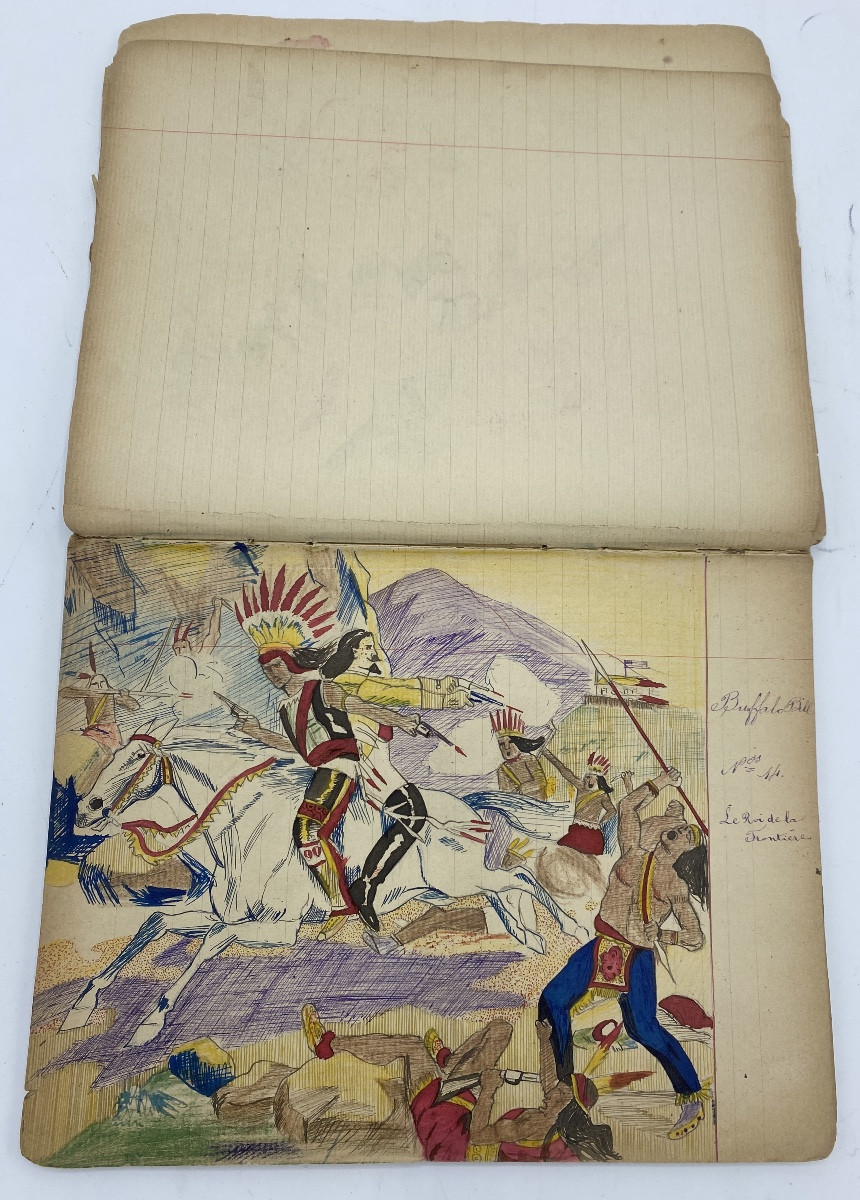 Album ,carnet d’aquarelles  début 20eme , Buffalo Bill-photo-7