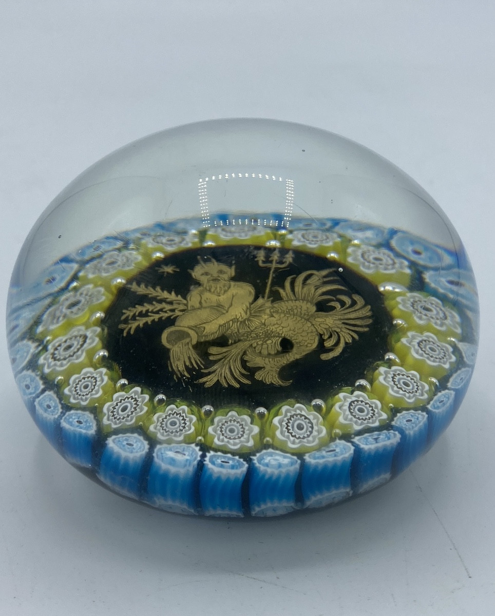 Ancienne sulfure , presse papier , boule Murano ,20eme-photo-2