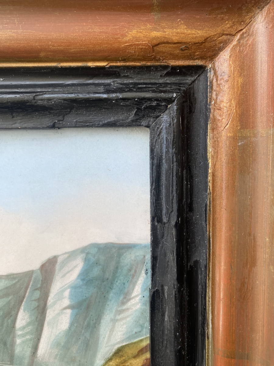 Paire de tableaux sur porcelaine signée Bigot, marine -photo-5