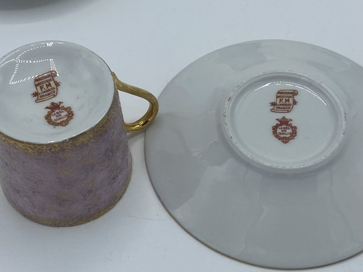 Limoges Porcelain Coffee Cups, Painted-photo-3