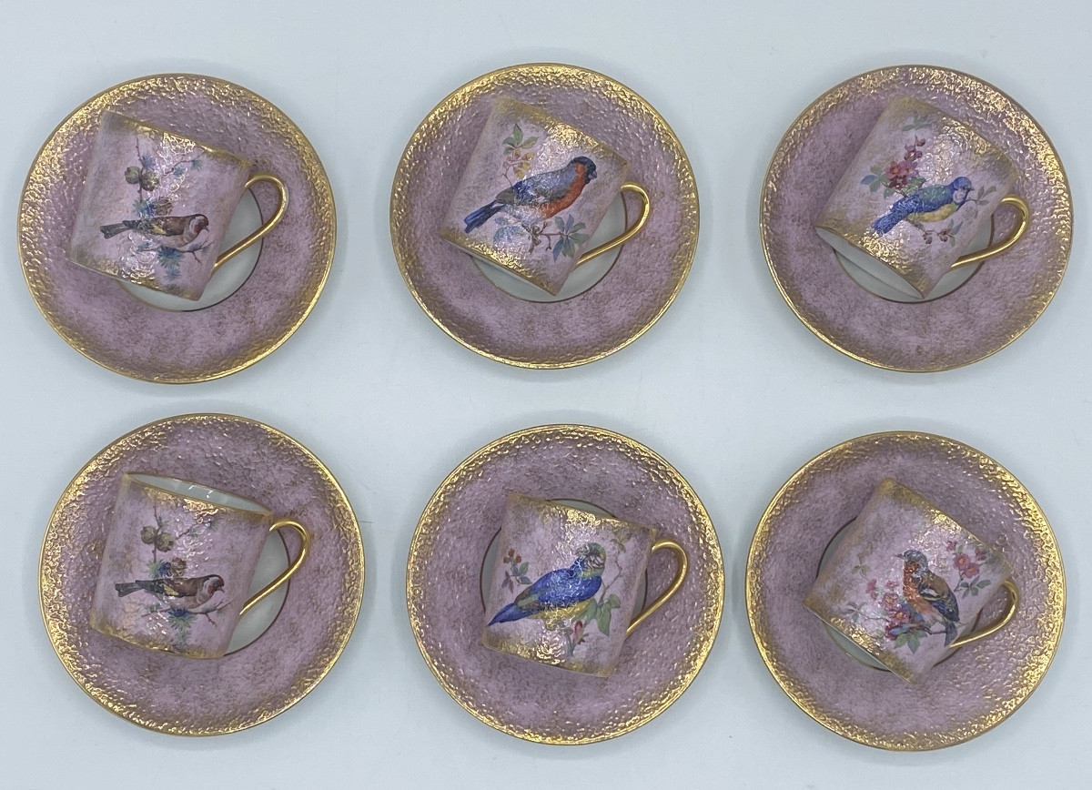 Limoges Porcelain Coffee Cups, Painted