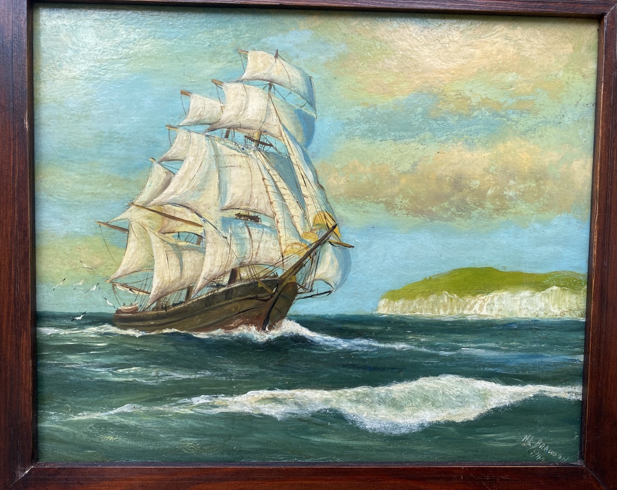 Paire de Marines sur bois par Hl Braunston -photo-2