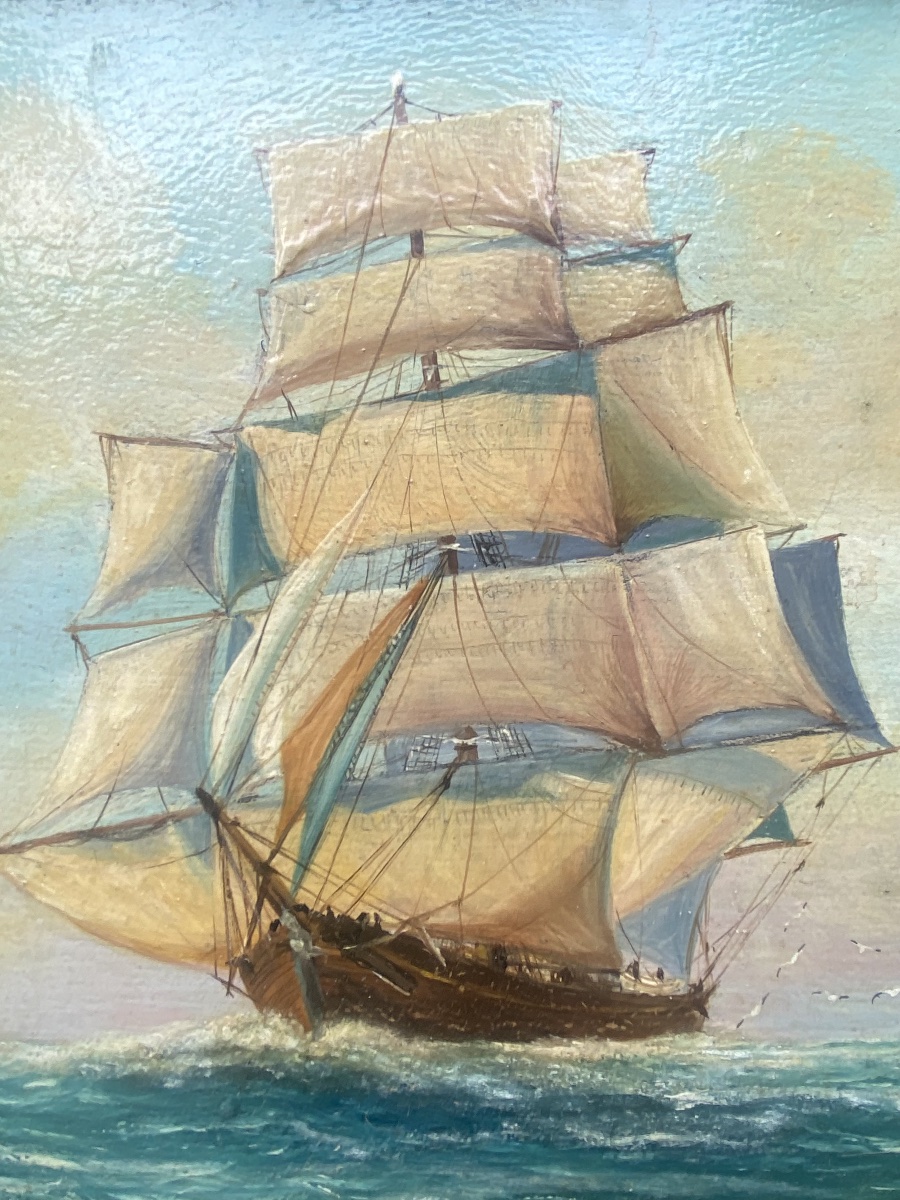Paire de Marines sur bois par Hl Braunston -photo-1