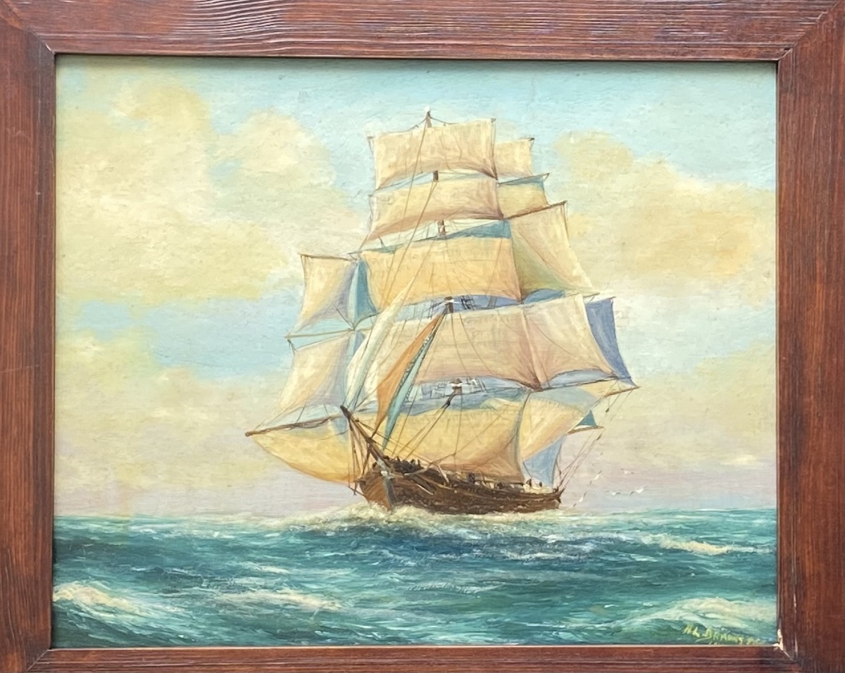 Paire de Marines sur bois par Hl Braunston -photo-3