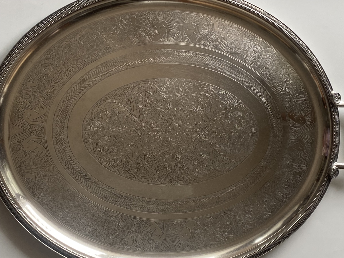 Large Silver-plated Metal Tray, "malmaison" Model By Christofle -photo-1