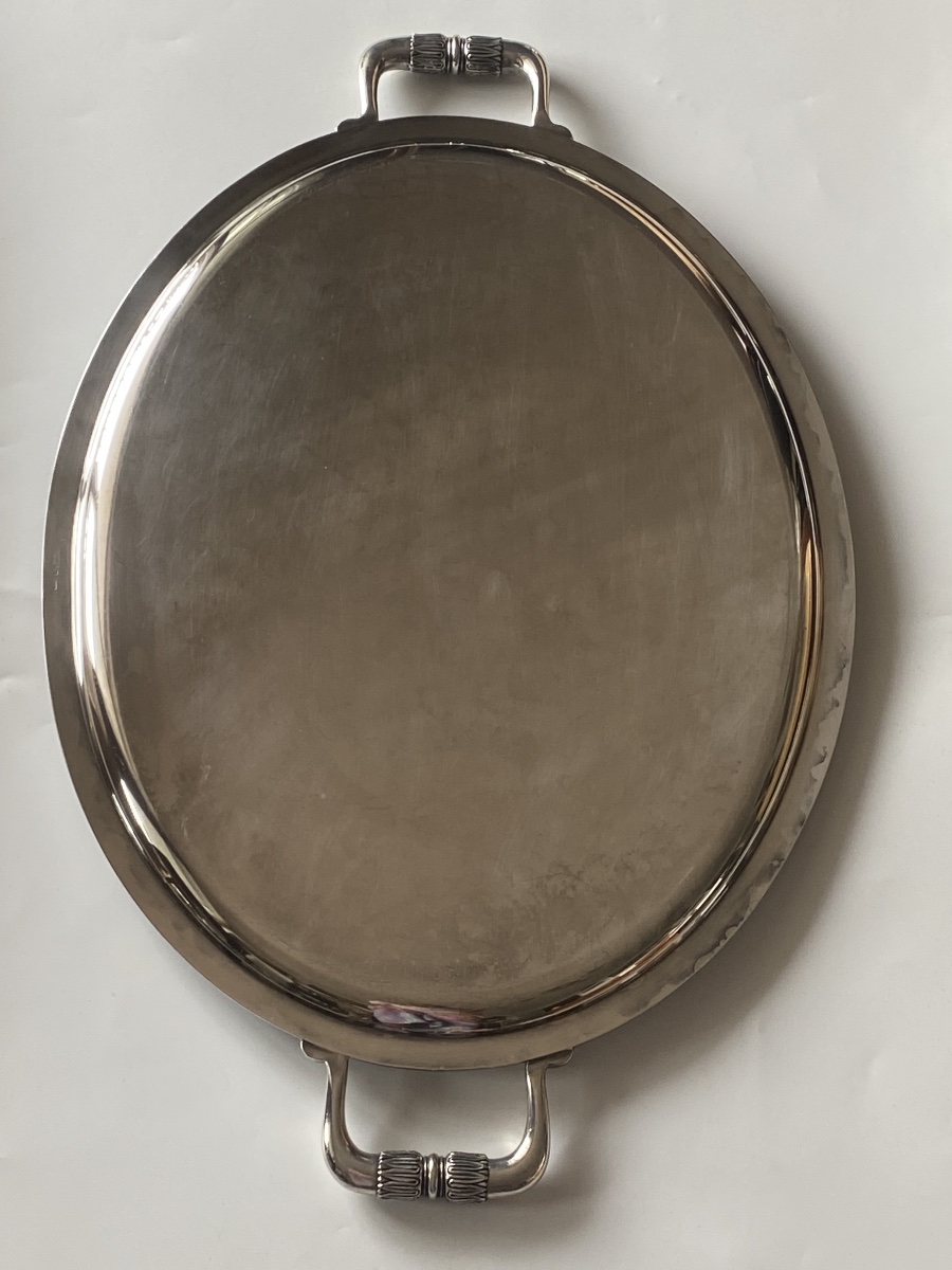 Large Silver-plated Metal Tray, "malmaison" Model By Christofle -photo-3