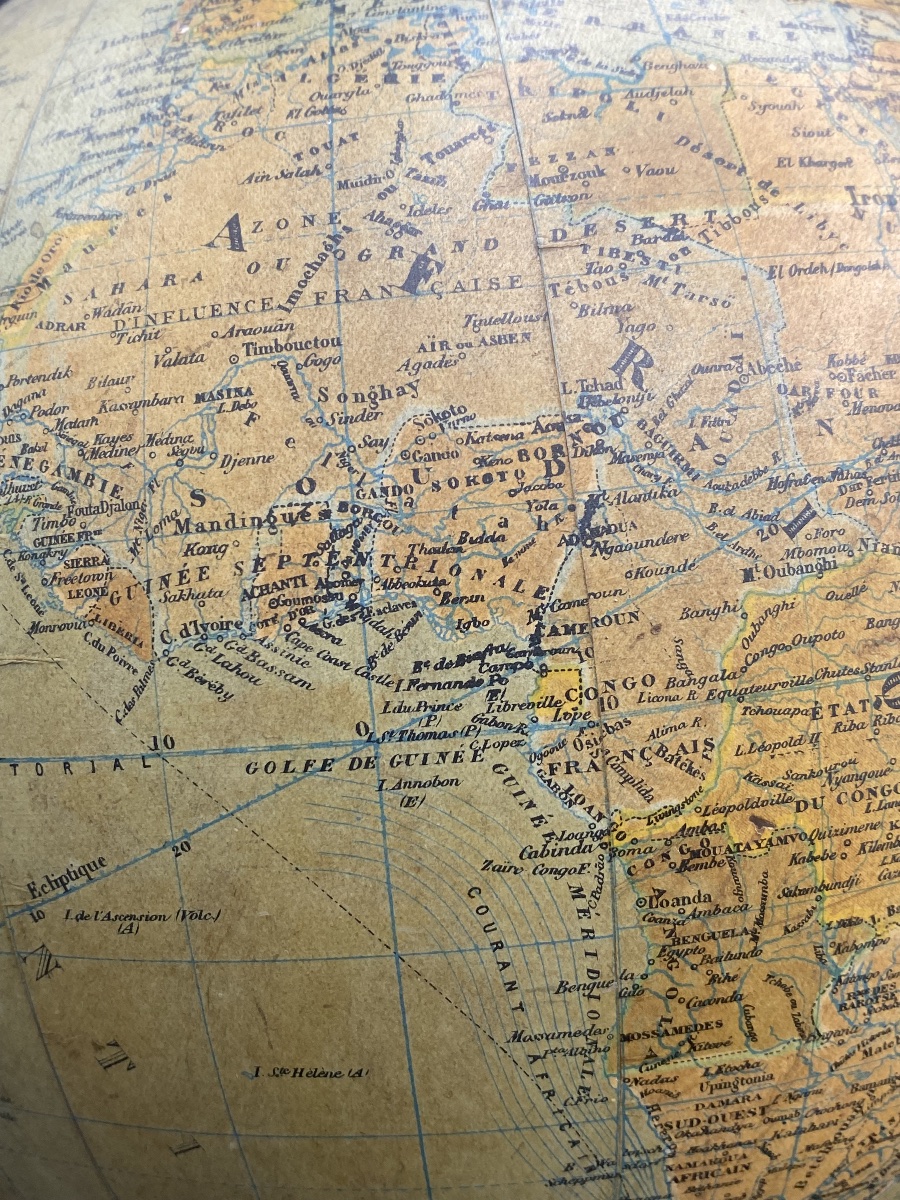 Globe terrestre , mappemonde en verre et papier ,E. Bertaux  éditeur G. Thomas -photo-4