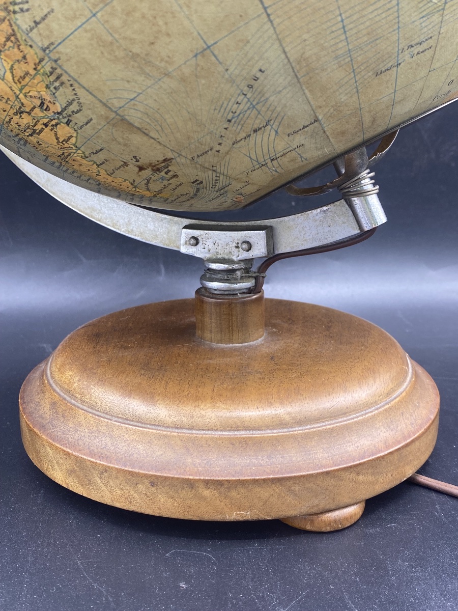 Globe terrestre , mappemonde en verre et papier ,E. Bertaux  éditeur G. Thomas -photo-5