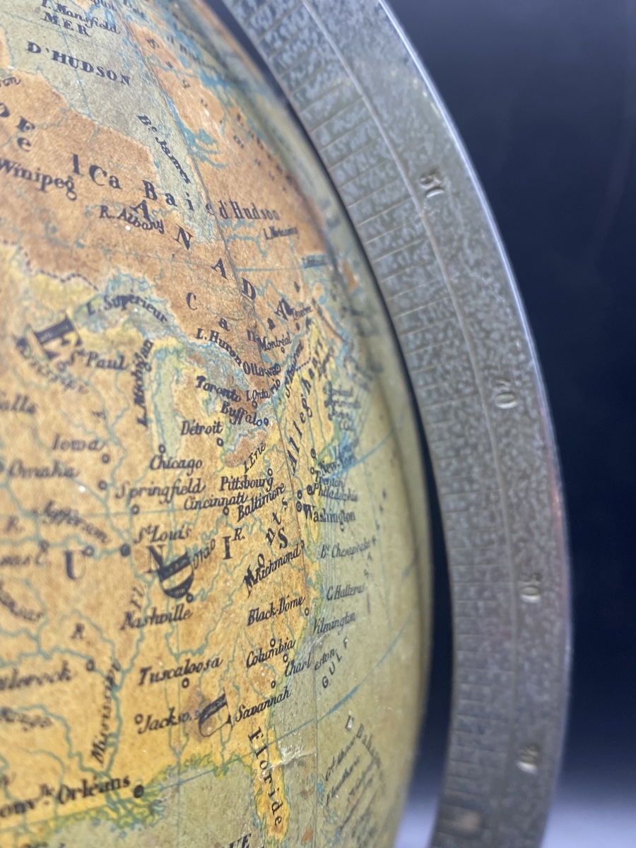 Globe terrestre , mappemonde en verre et papier ,E. Bertaux  éditeur G. Thomas -photo-7