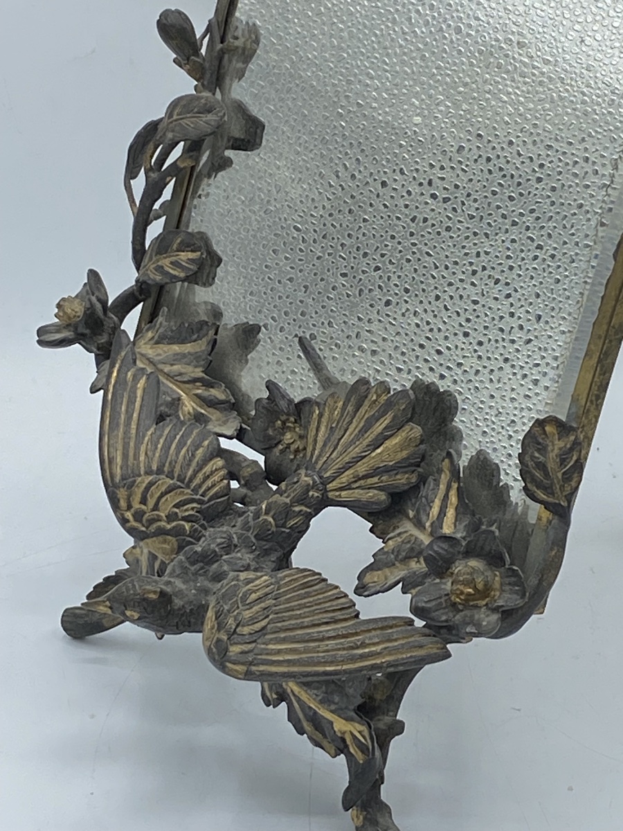 Cadre miroir en bronze ,19eme -photo-1