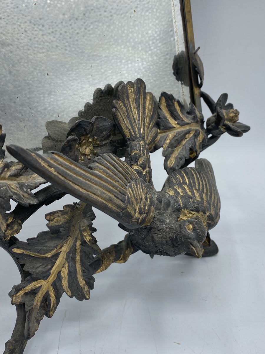 Cadre miroir en bronze ,19eme -photo-2