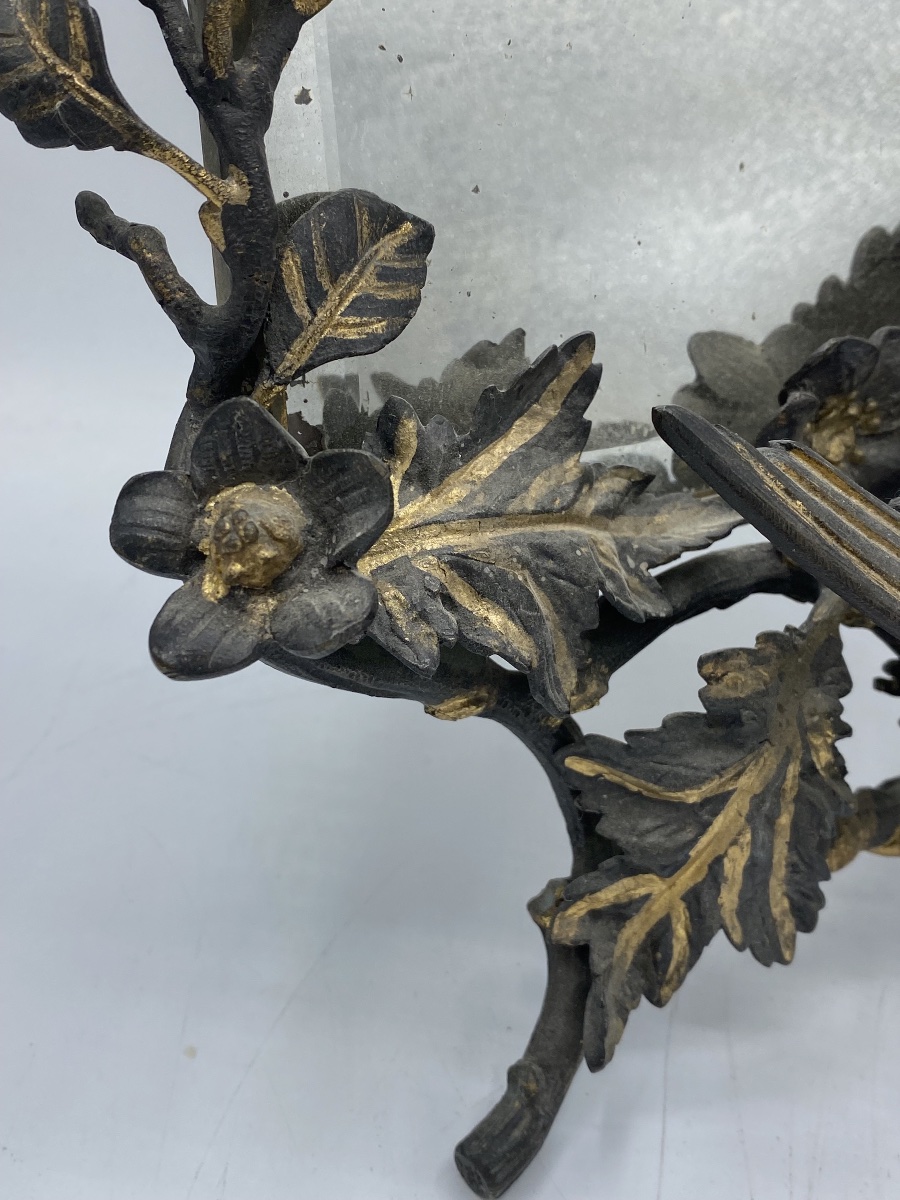 Cadre miroir en bronze ,19eme -photo-3