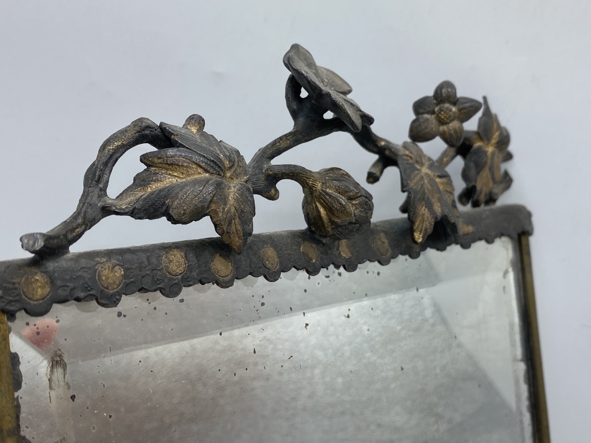 Cadre miroir en bronze ,19eme -photo-5