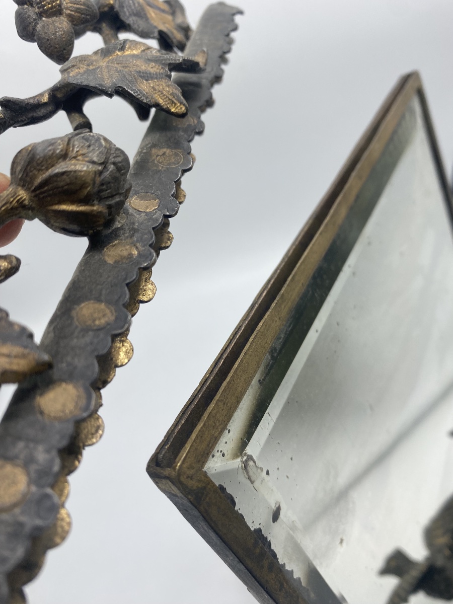 Cadre miroir en bronze ,19eme -photo-7