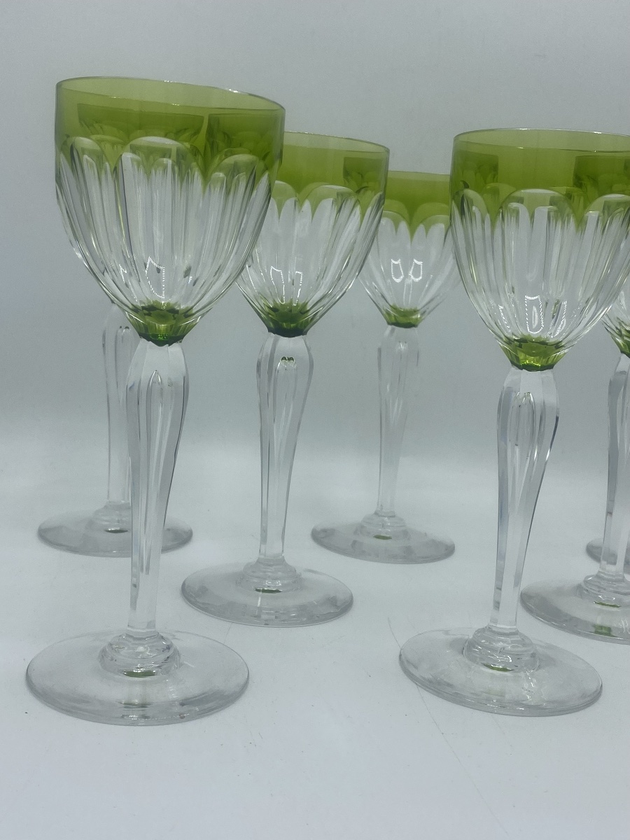 Verres a vin  , Roemer , en cristal vert chartreuse Val saint Lambert -photo-2