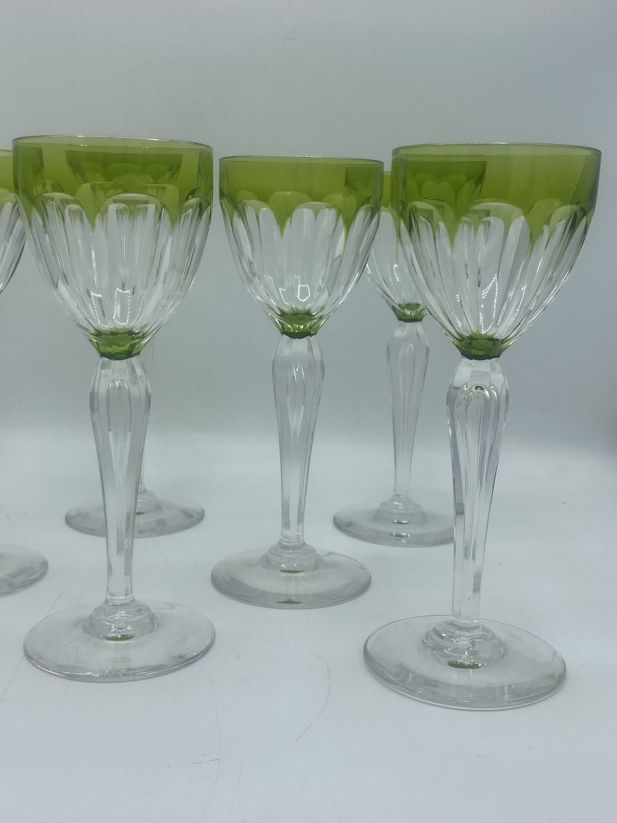 Verres a vin  , Roemer , en cristal vert chartreuse Val saint Lambert -photo-3