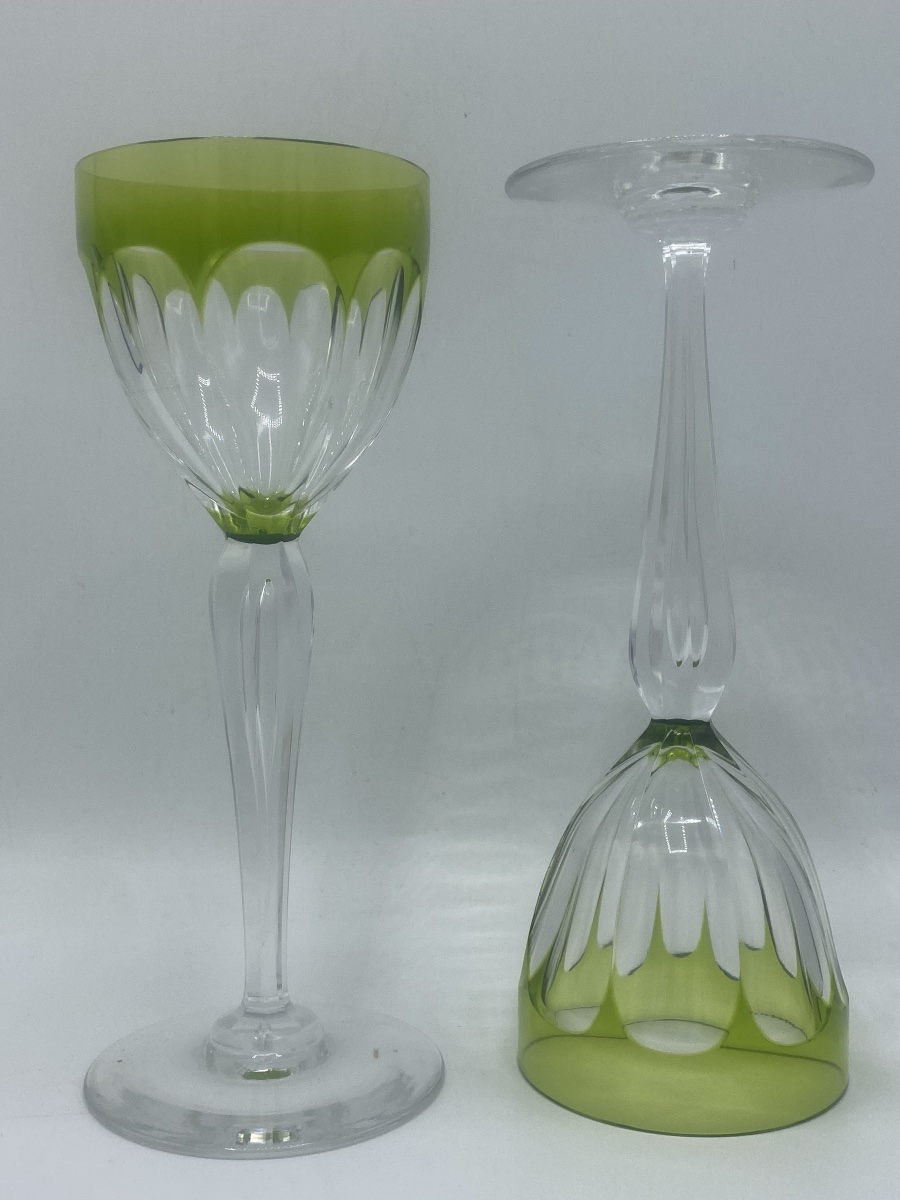 Verres a vin  , Roemer , en cristal vert chartreuse Val saint Lambert -photo-3