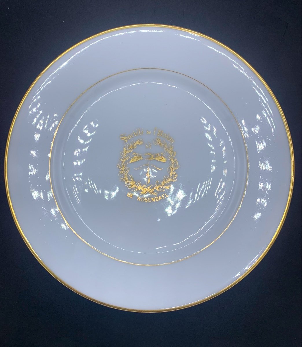 Assiettes à Dessert En Porcelaine De Paris , 19eme , Société De L’union De Rosendael -photo-2