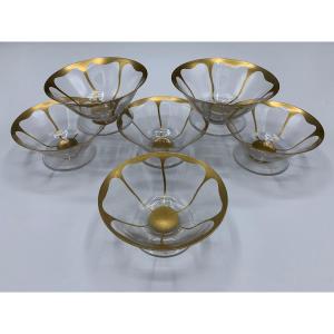 Champagne, Fruit Or Ice Cream Cups In Crystal And Gold