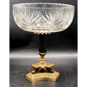 Large Cut Crystal And Bronze Cup 