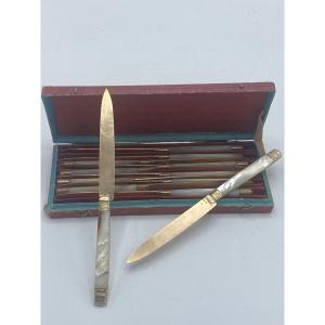 Vermeil And Mother-of-pearl Knives, Belgium, 19th Century 