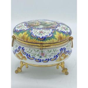 Gift Set, Porcelain And Bronze Painted Candy Box