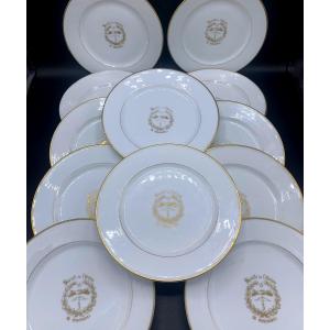 Dessert Plates In Paris Porcelain, 19th, Society Of The Union Of Rosendael