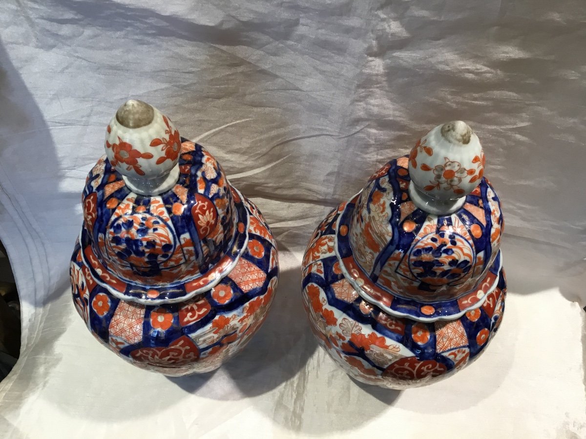 Japan 19th - Pair Of Imari Covered Vases-photo-2