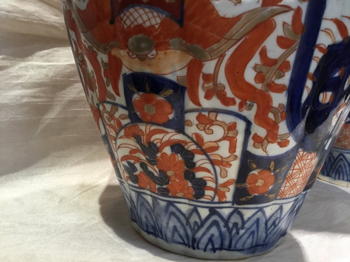 Japan 19th - Pair Of Imari Covered Vases-photo-4