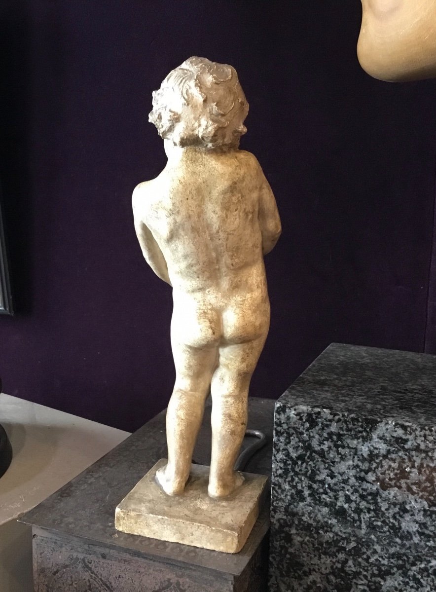C. Cassou - Sculpture Plâtre Petite Fille Au Chat-photo-3
