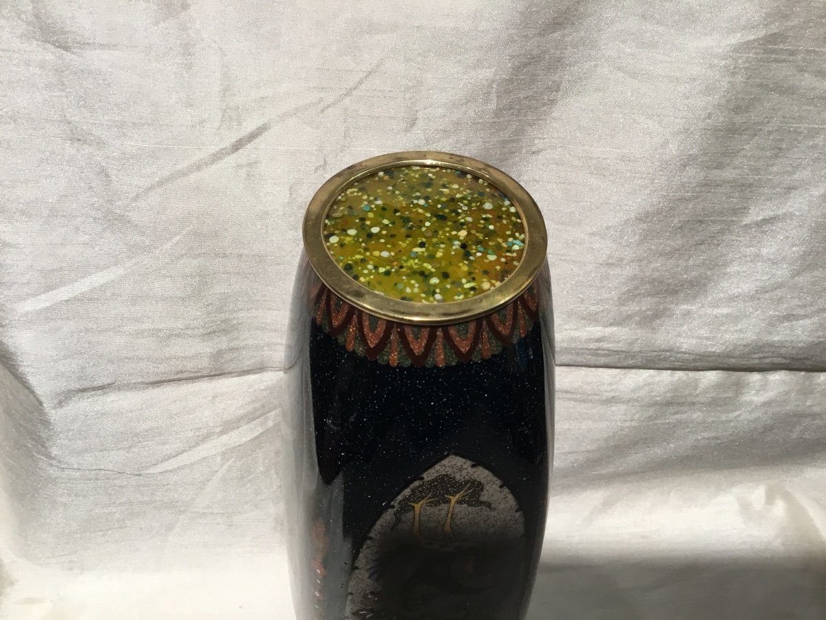 Japon 19ème - Vase En Cloisonné émail à Décor De Coq-photo-6