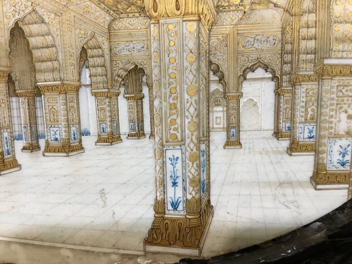 Miniature Interior Of Mosque Ebony Frame 19th-photo-1